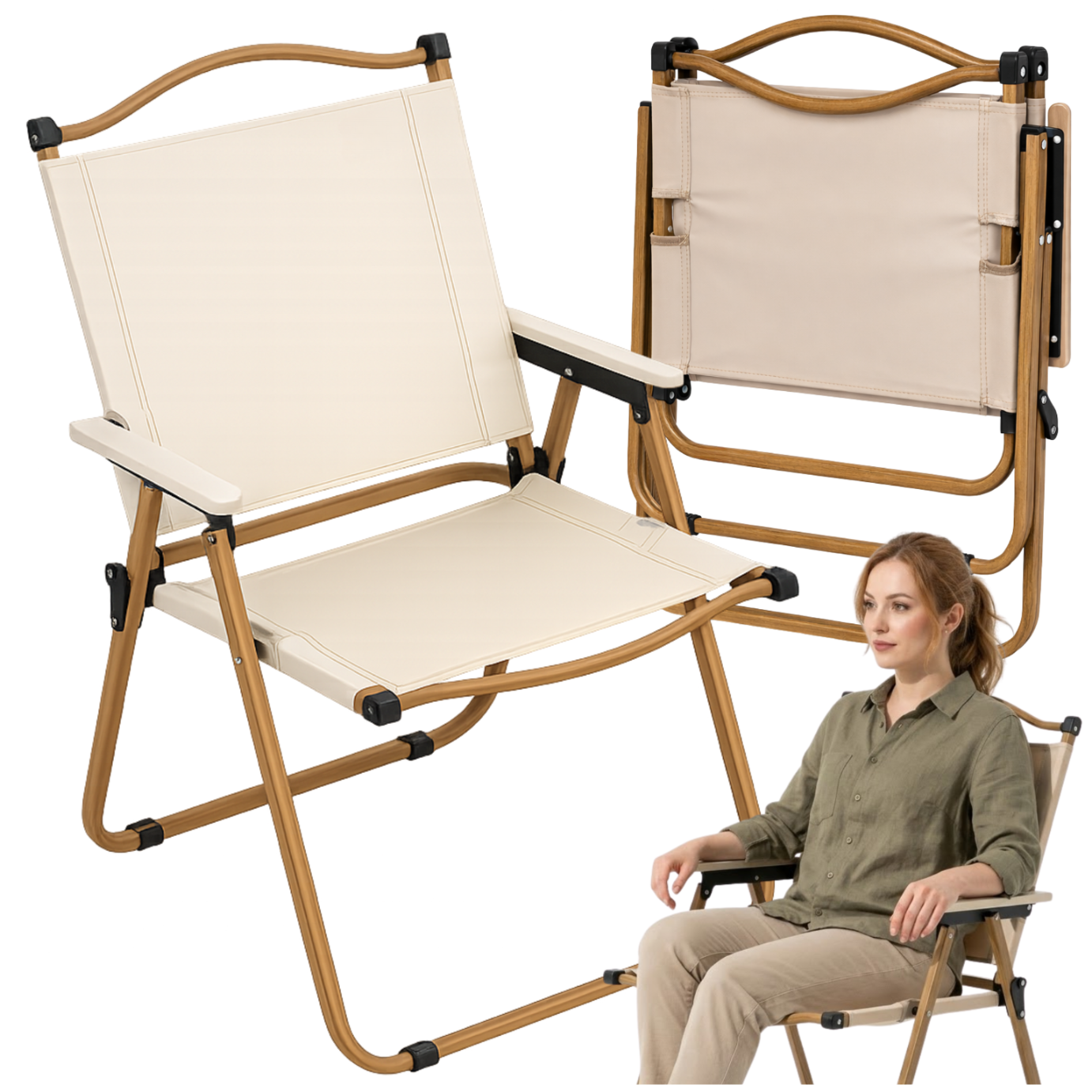 Folding Metal Garden Chair for Patio and Balcony, Portable Camping Chair