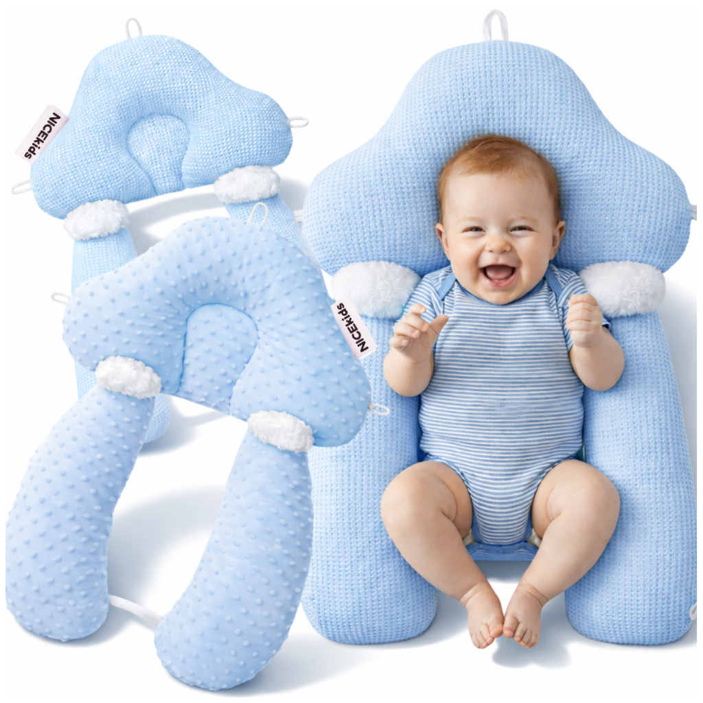 Adjustable Double-Sided Baby Pillow "Nest", Blue