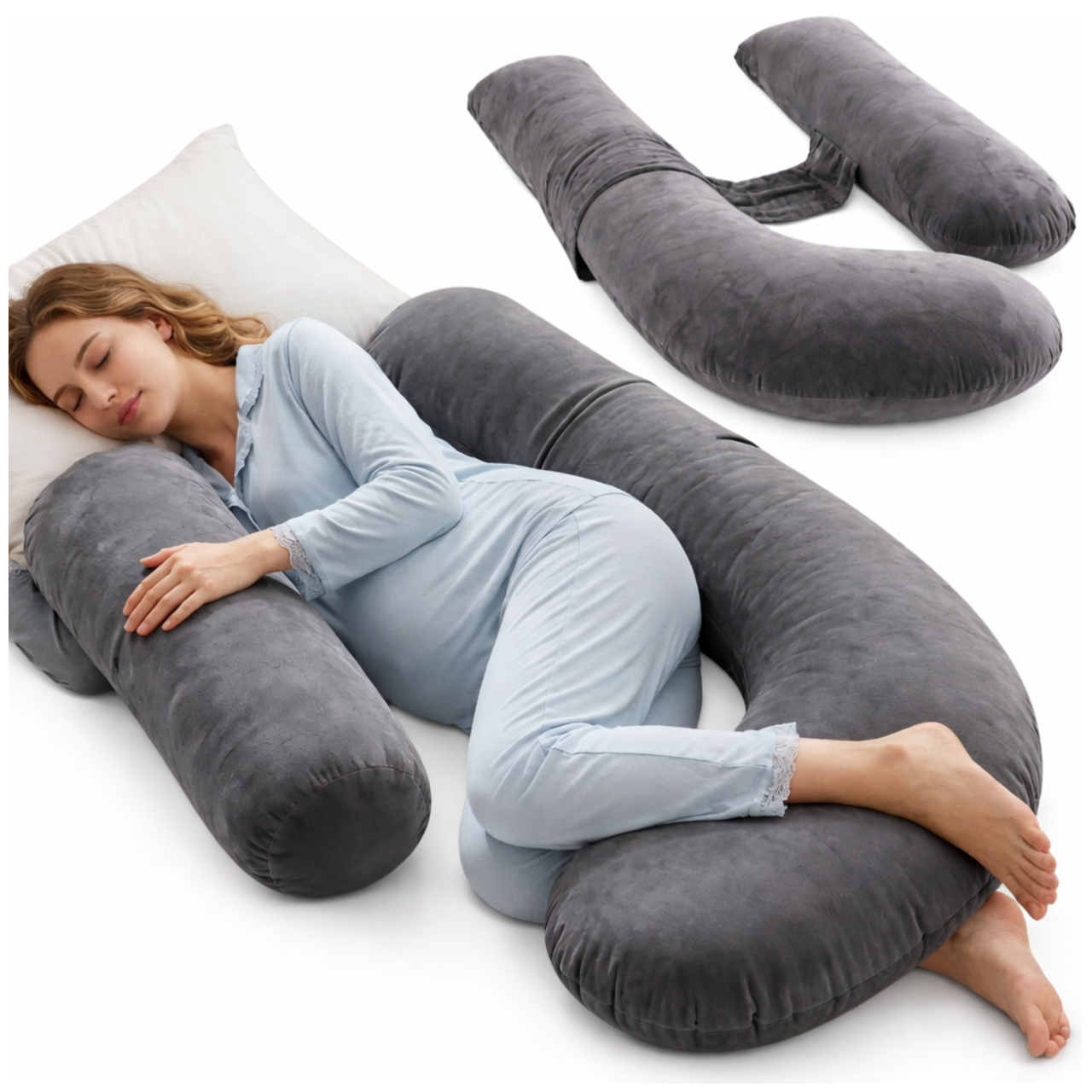 Nicekids H-Shape Pregnancy Pillow for Sleep and Nursing, 120x60 cm
