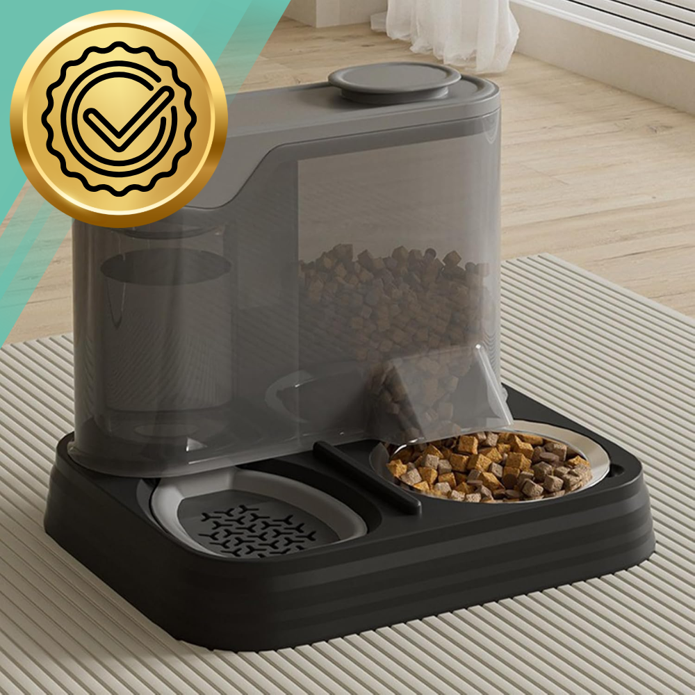 Automatic 2-in-1 Pet Feeder and Water Dispenser, Black