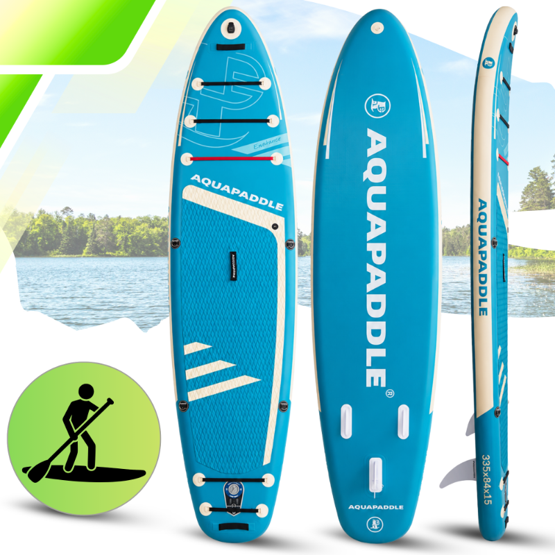 AquaPaddle Explorer Light Blue SUP Board with Seat, 335x84x15 cm