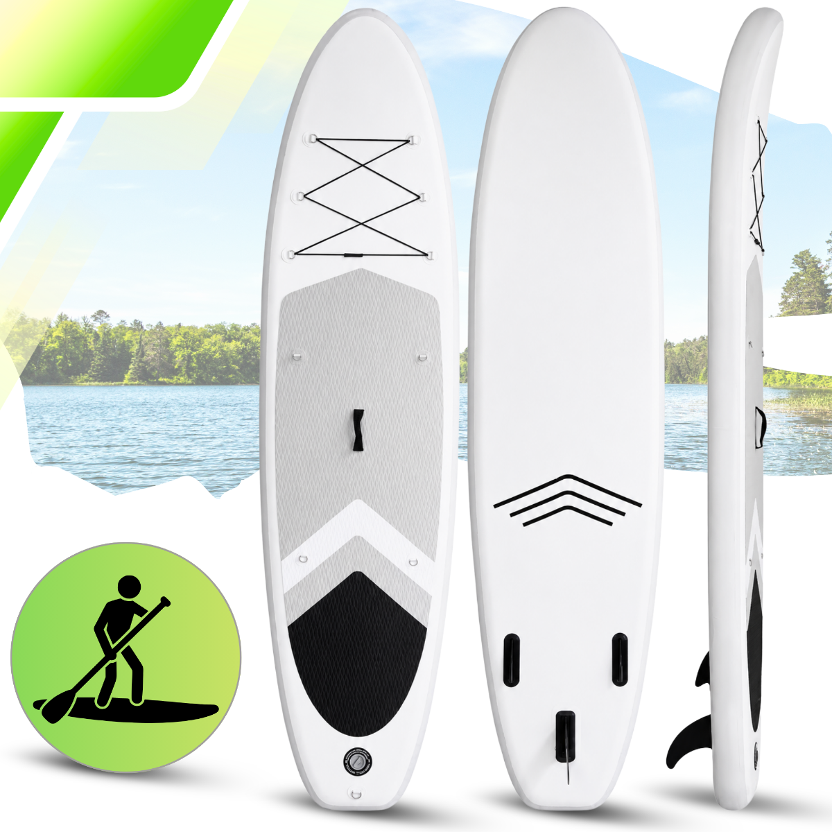 AquaPaddle SUP Board 335x84x15 cm, with Accessories, 180 kg, Cruise Grey White