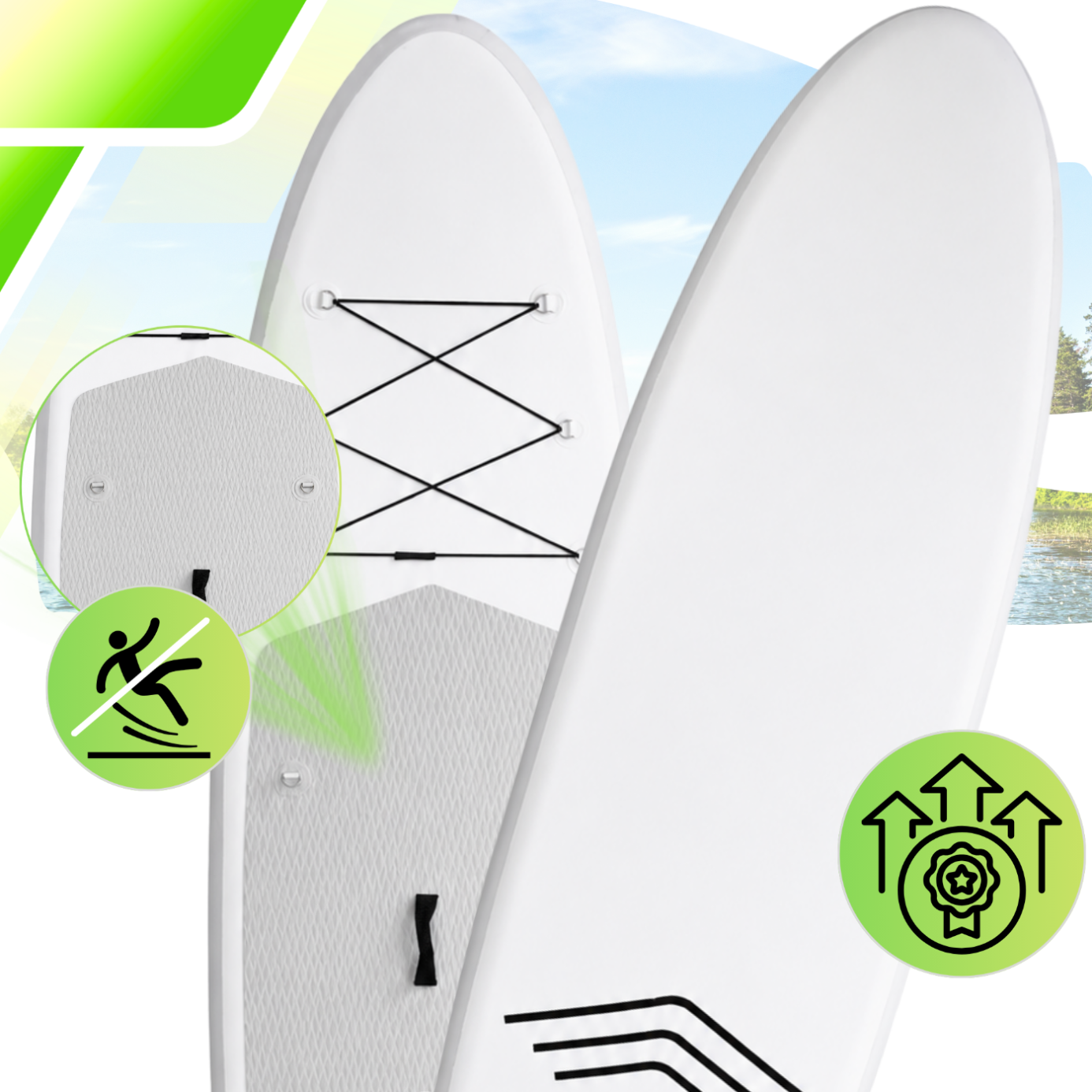 AquaPaddle SUP Board 335x84x15 cm, with Accessories, 180 kg, Cruise Grey White