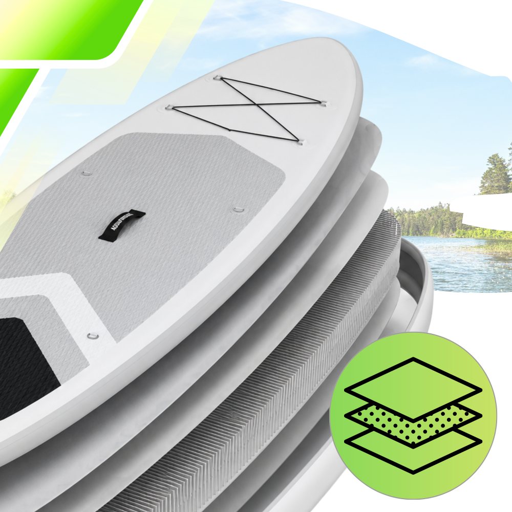 AquaPaddle SUP Board 335x84x15 cm, with Accessories, 180 kg, Cruise Grey White