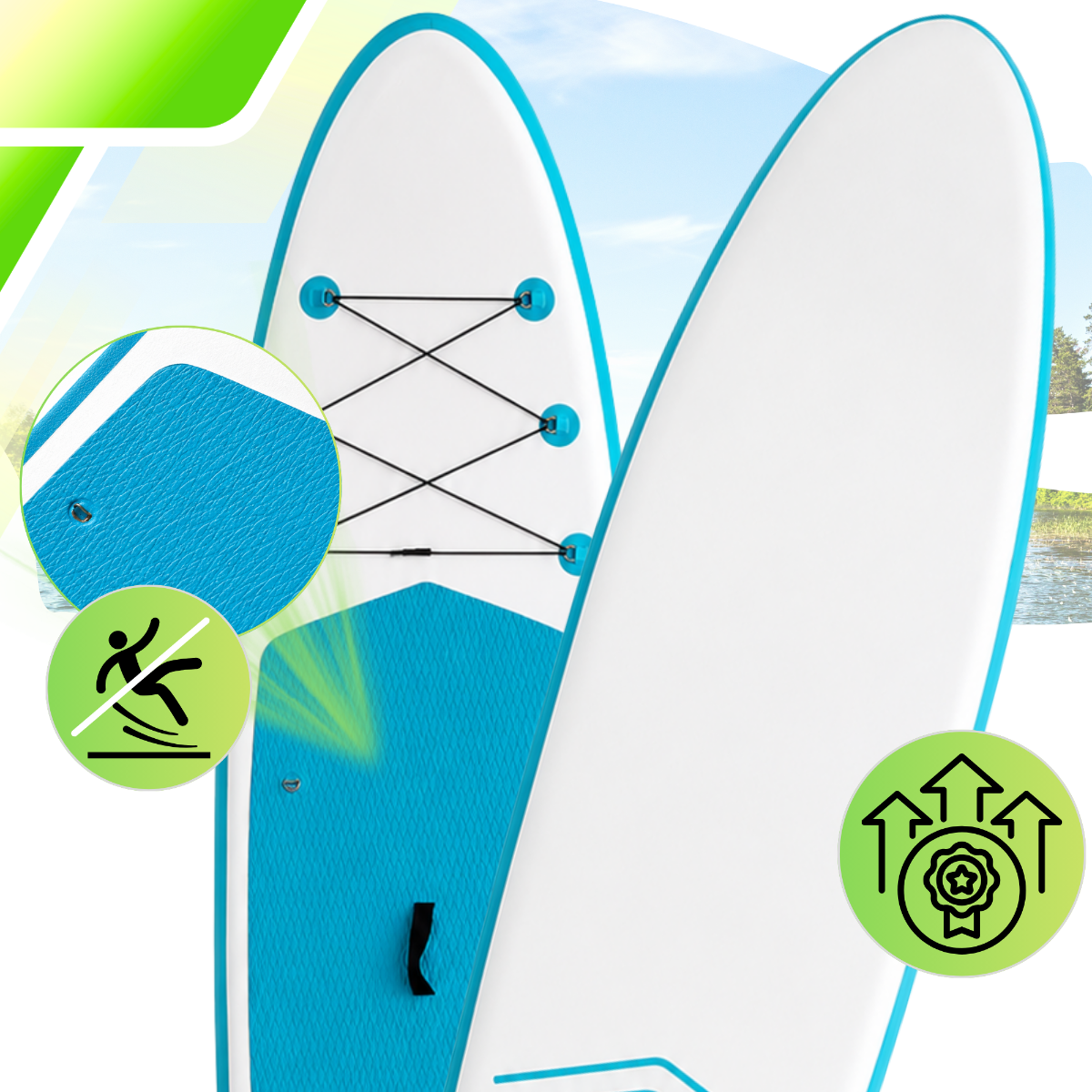 AquaPaddle Cruise SUP Board, 335x84x15 cm, 180 kg, Orange/Green