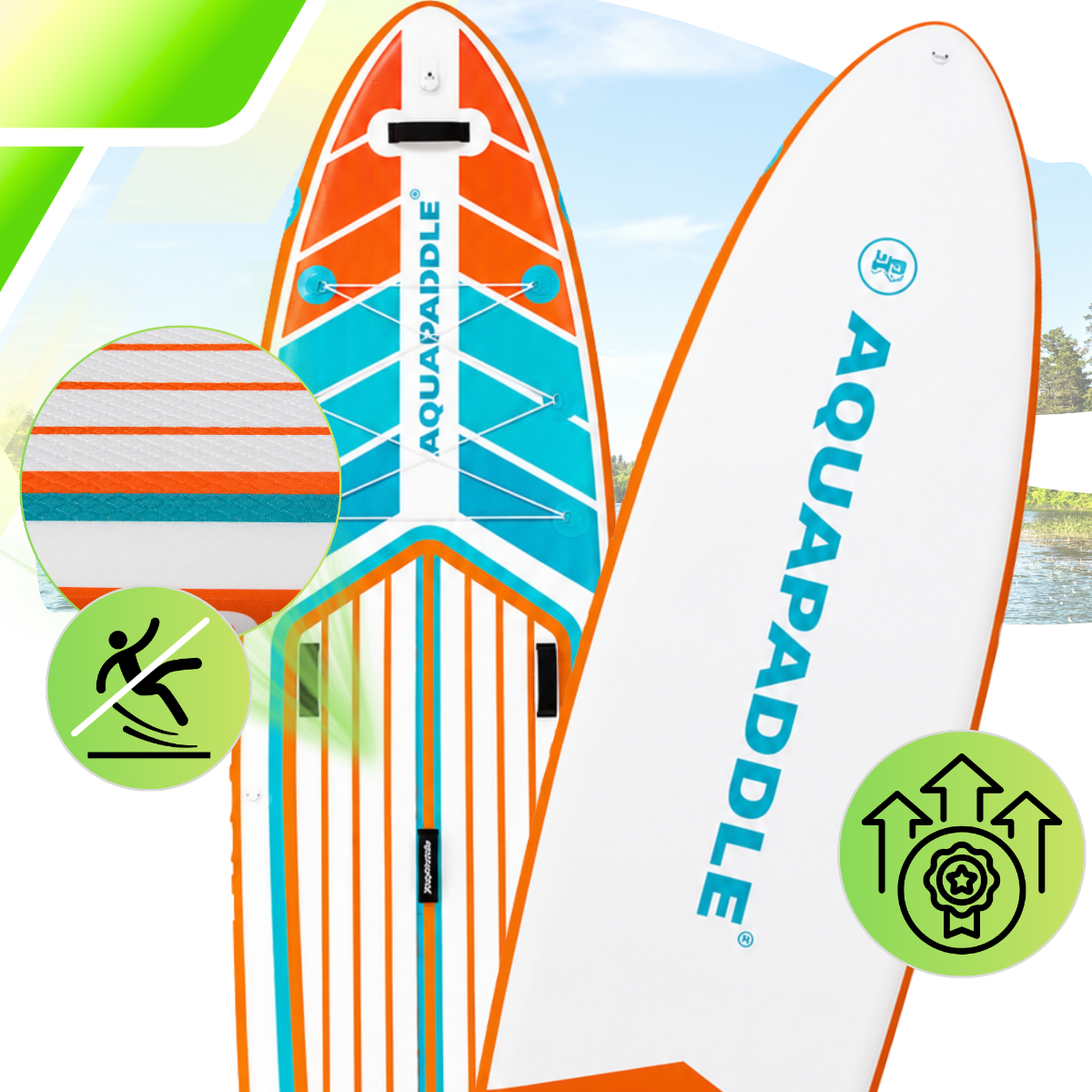 AquaPaddle Navigator Orange Green SUP Board, 355x82x15 cm, 200 kg