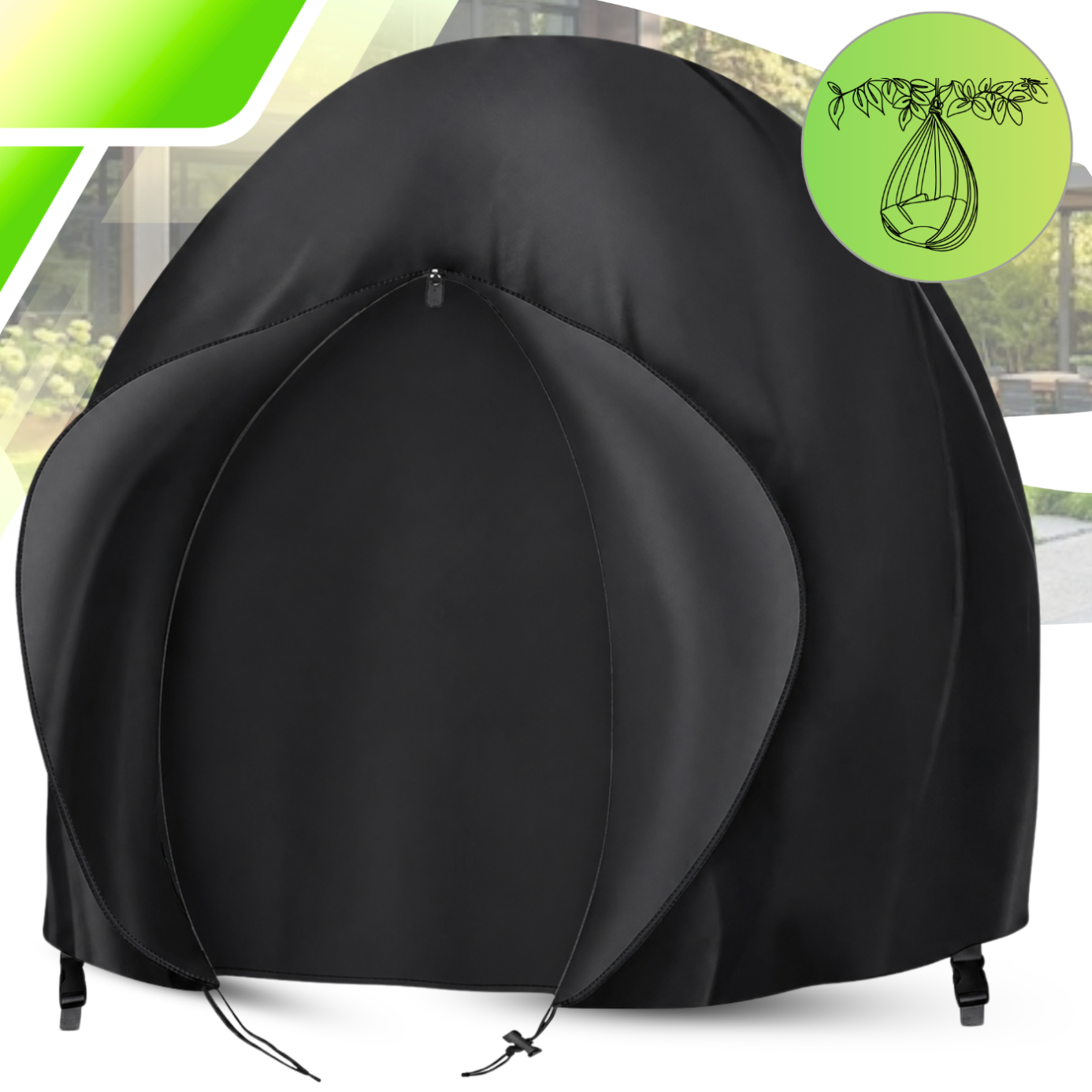 Waterproof Cover for Double Hanging Garden Chair, 230x220 cm, Black