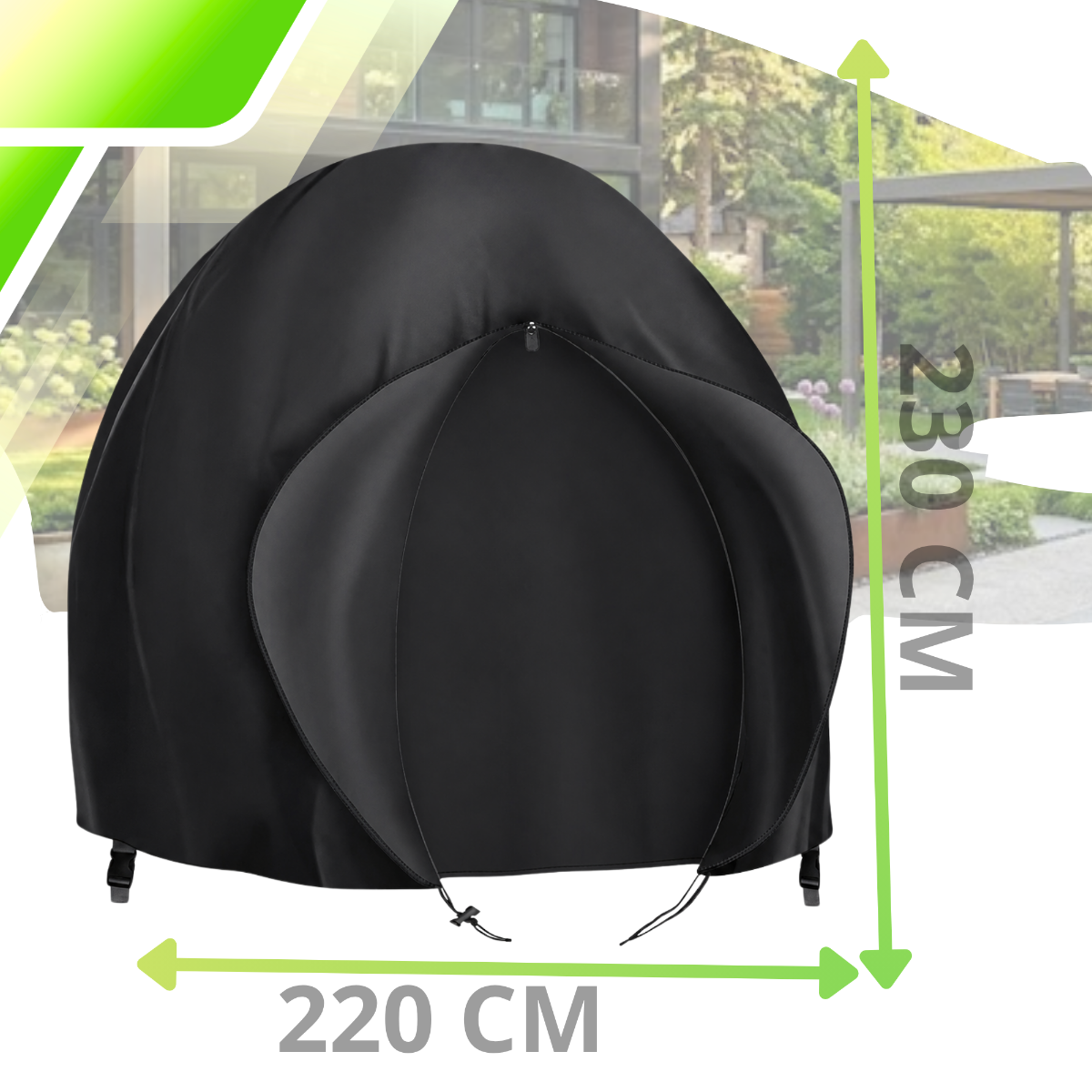 Waterproof Cover for Double Hanging Garden Chair, 230x220 cm, Black