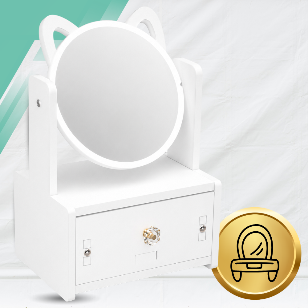 Cosmetic Organizer with Mirror, White, 27x16x13 cm