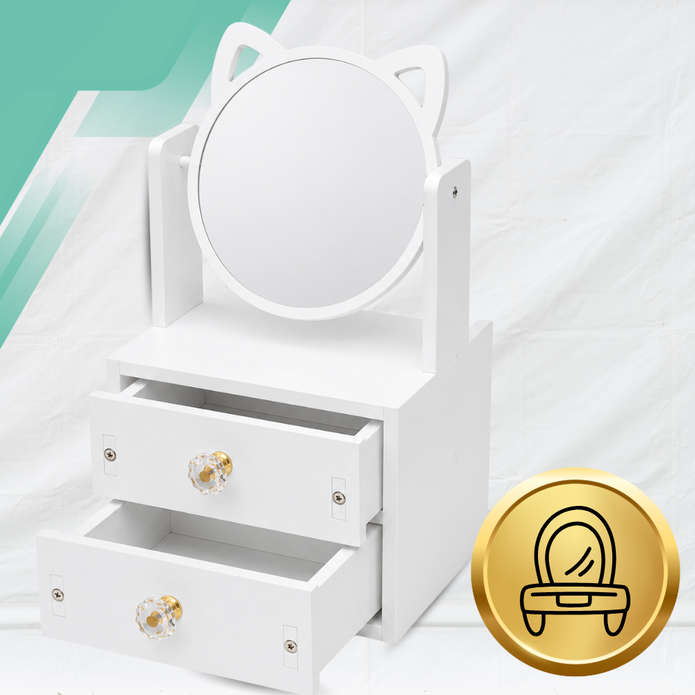Cosmetics Organizer with Mirror, White, 34x16x13 cm