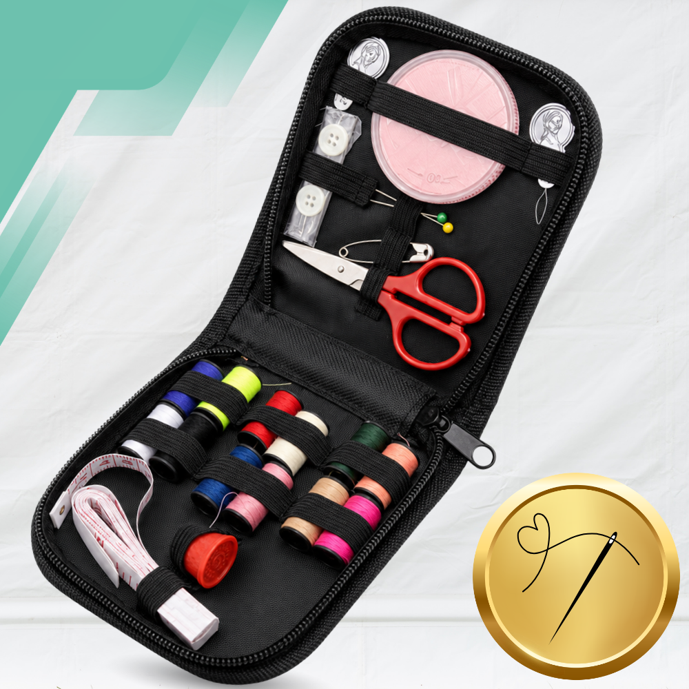 Travel Sewing Kit in Zip Case with Threads and Needles