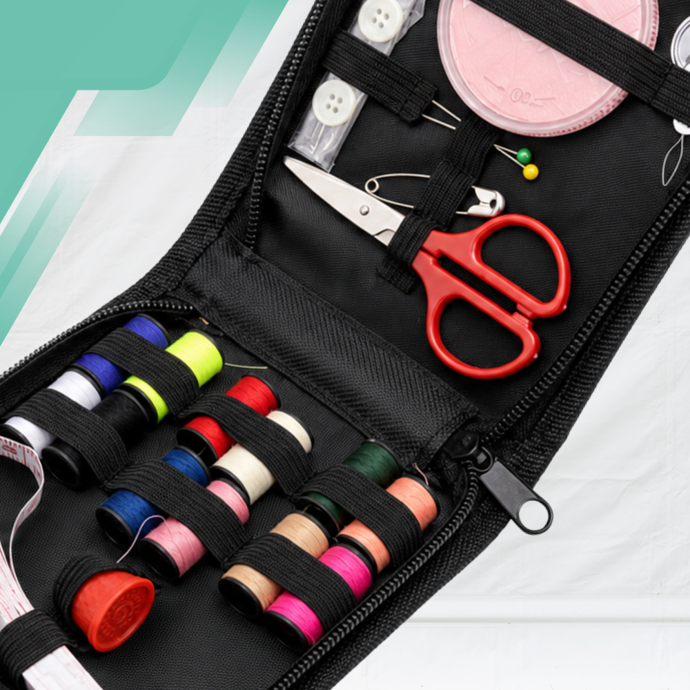 Travel Sewing Kit in Zip Case with Threads and Needles