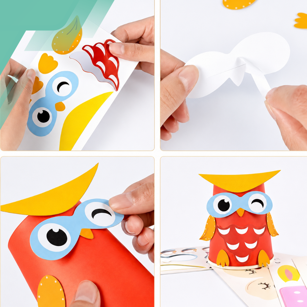Kids DIY Creative Craft Set Paper Cup Animals, 12 pcs