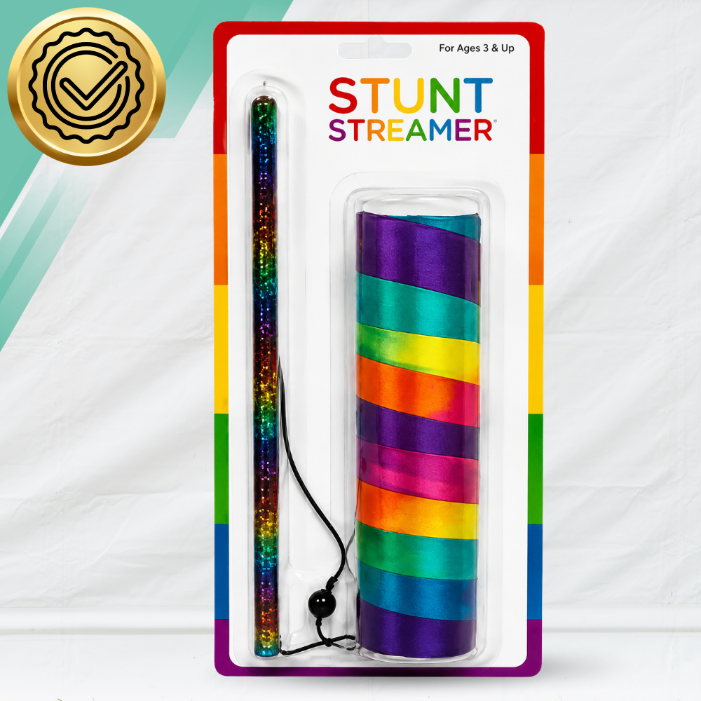 Gymnastic Dance Ribbon with Wand for Rhythmic Gymnastics, 2 m, Rainbow