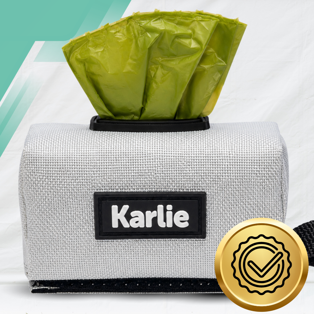 Karlie Dog Waste Bag Dispenser Pouch with Carabiner and 15 Bags, Grey
