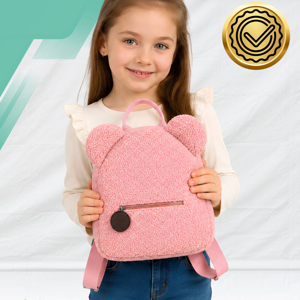 Kids Preschool Backpack Teddy Bear Lightweight Travel Bag, 25 x 9 x 30 cm, Pink