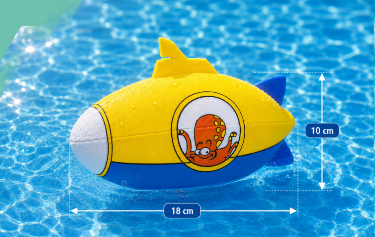 Neoprene Water Ball Waimea Animal Submarine Blue, 18 cm, Yellow/Blue