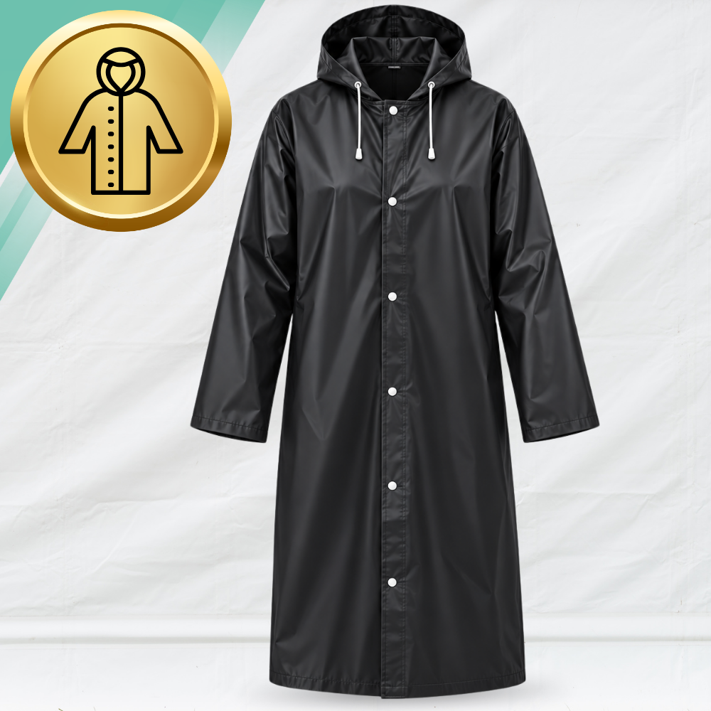 Universal Raincoat Poncho with Hood 68 x 115 cm, Black