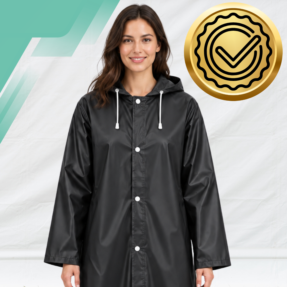 Universal Raincoat Poncho with Hood 68 x 115 cm, Black