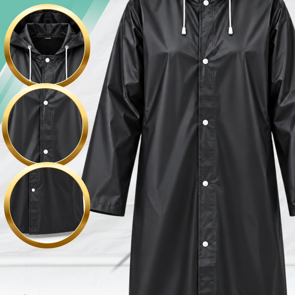 Universal Raincoat Poncho with Hood 68 x 115 cm, Black