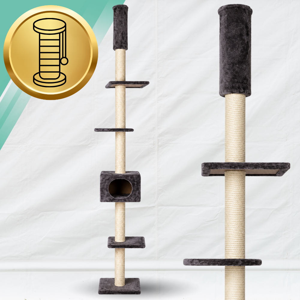 Karlie Cometa Floor-to-Ceiling Cat Tree Scratching Post 233-263 cm, Grey-Beige