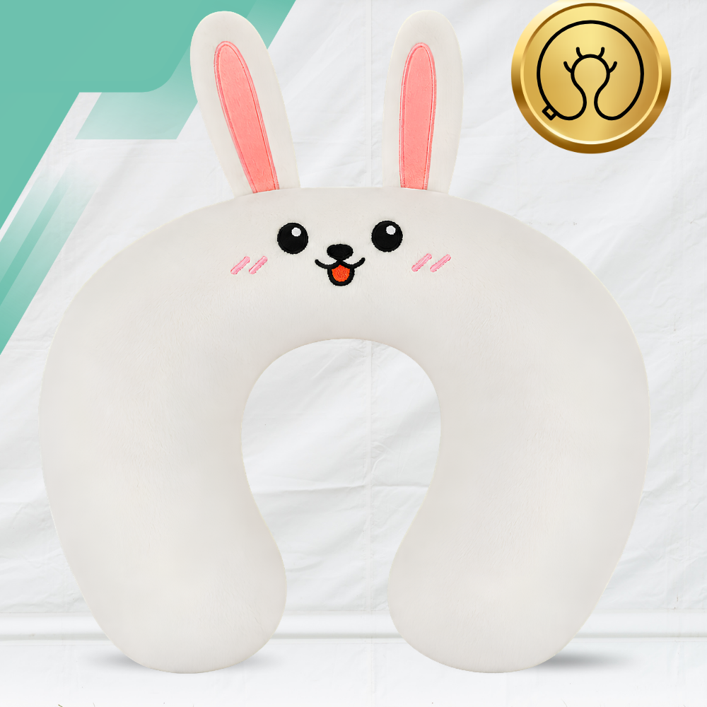 Kids Travel Neck Pillow U-Shaped, White Rabbit, 33 x 25 x 6 cm