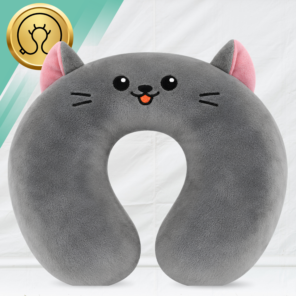 Kids Travel Neck Pillow Grey Mouse, 33 × 25 × 6 cm
