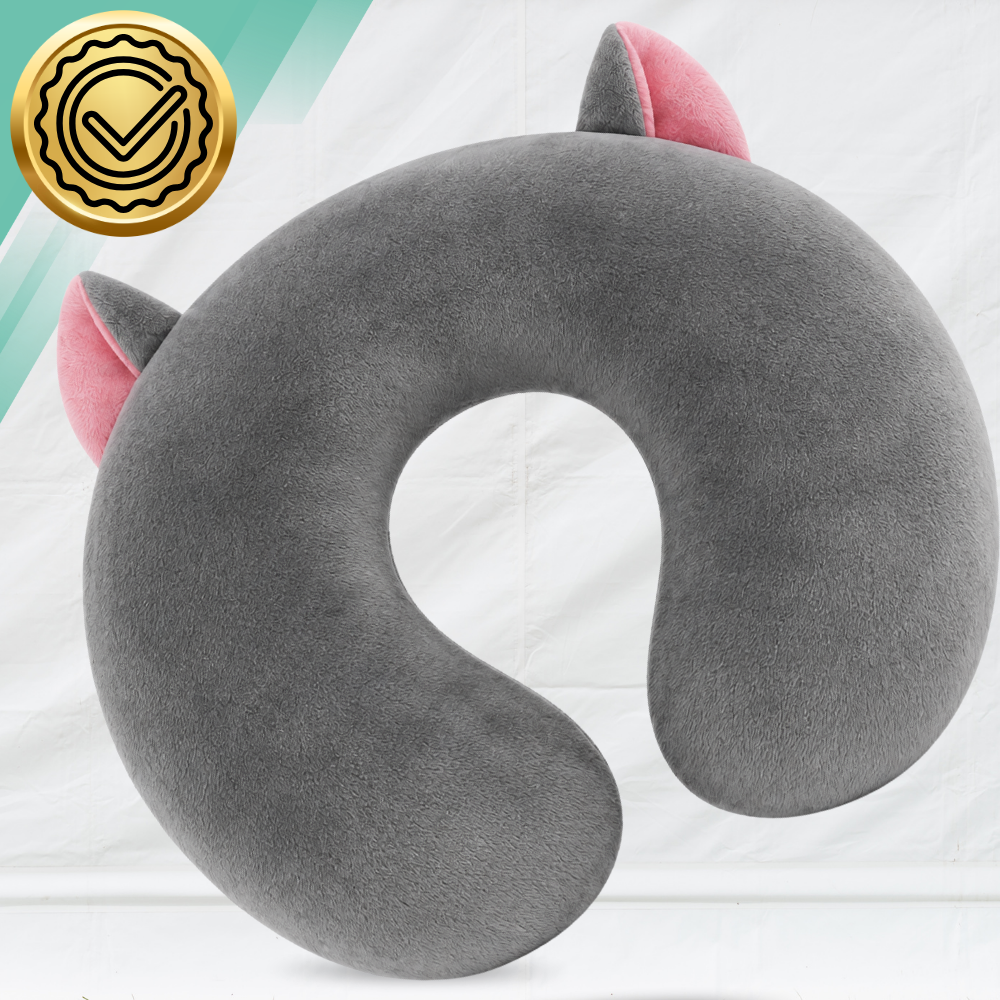 Kids Travel Neck Pillow Grey Mouse, 33 × 25 × 6 cm