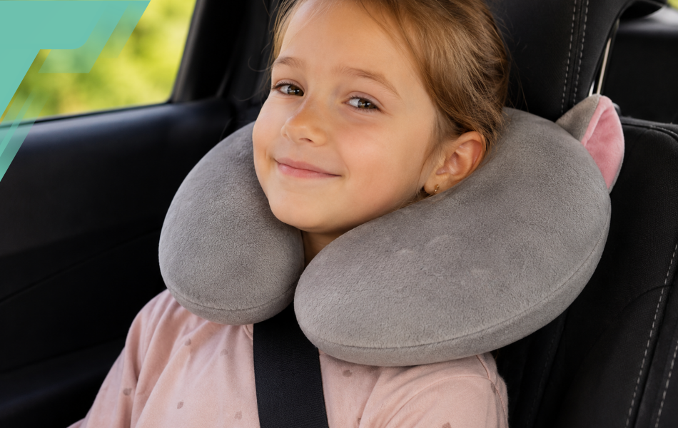 Kids Travel Neck Pillow Grey Mouse, 33 × 25 × 6 cm