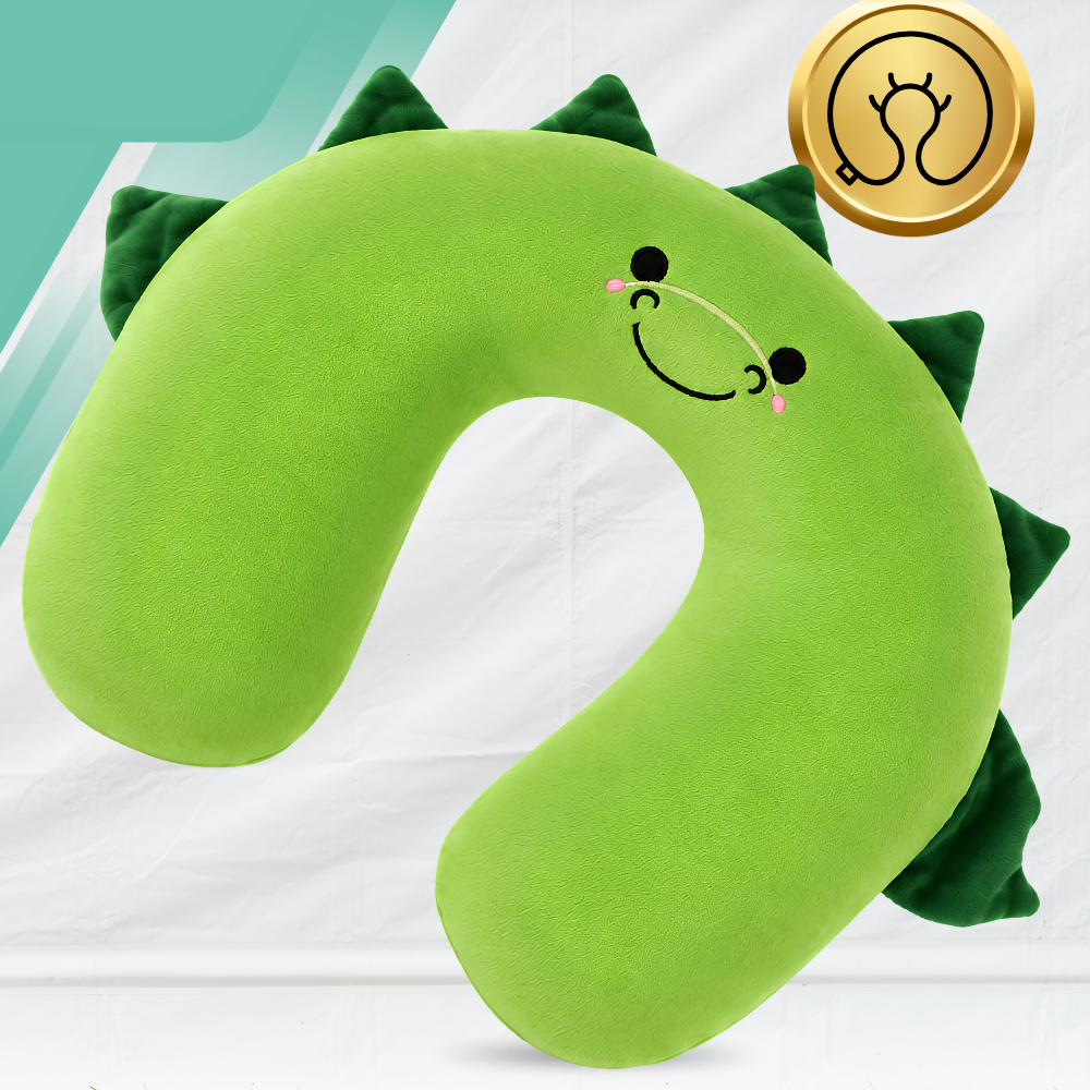 Kids Travel Neck Pillow U-Shape for Car and Plane, Dinosaur