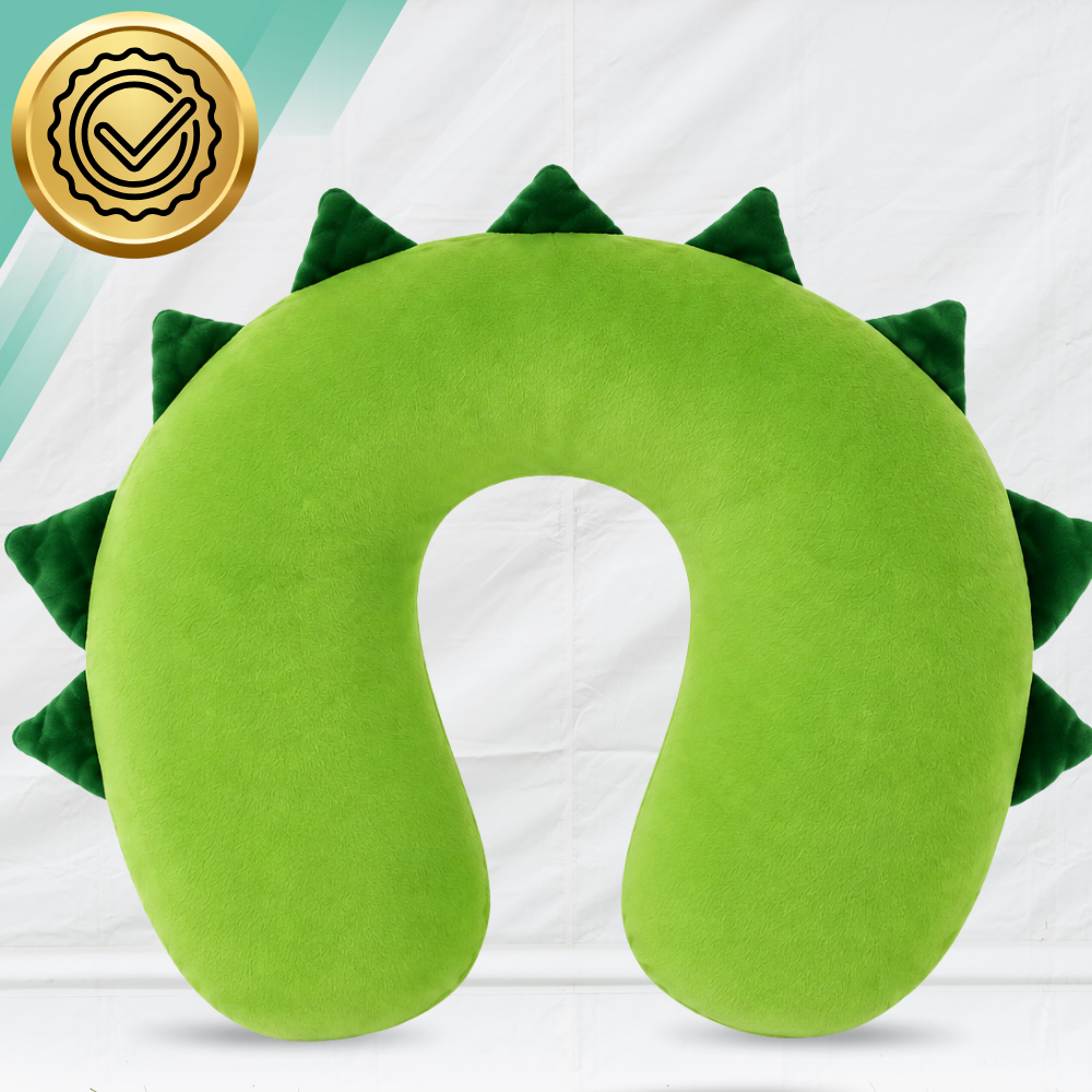 Kids Travel Neck Pillow U-Shape for Car and Plane, Dinosaur