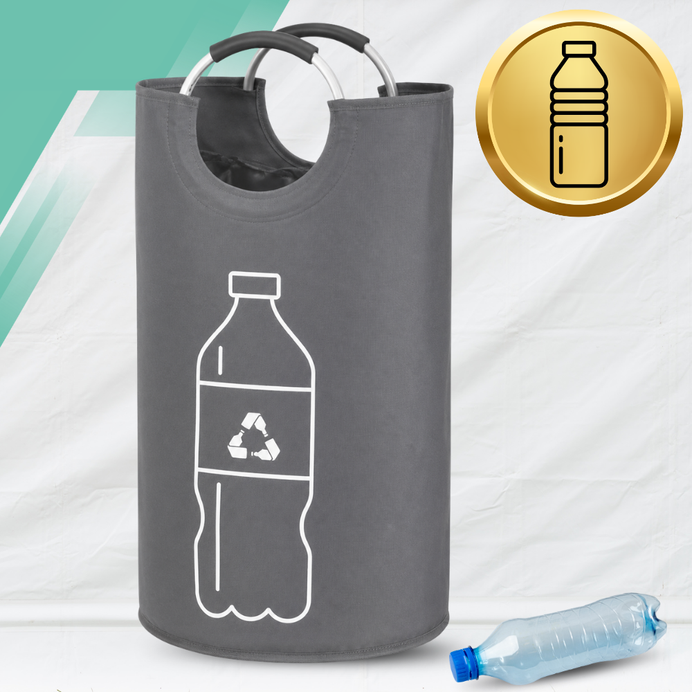 Foldable Bottle and Can Recycling Storage Bag, 82L, 72 x 38 cm, Grey