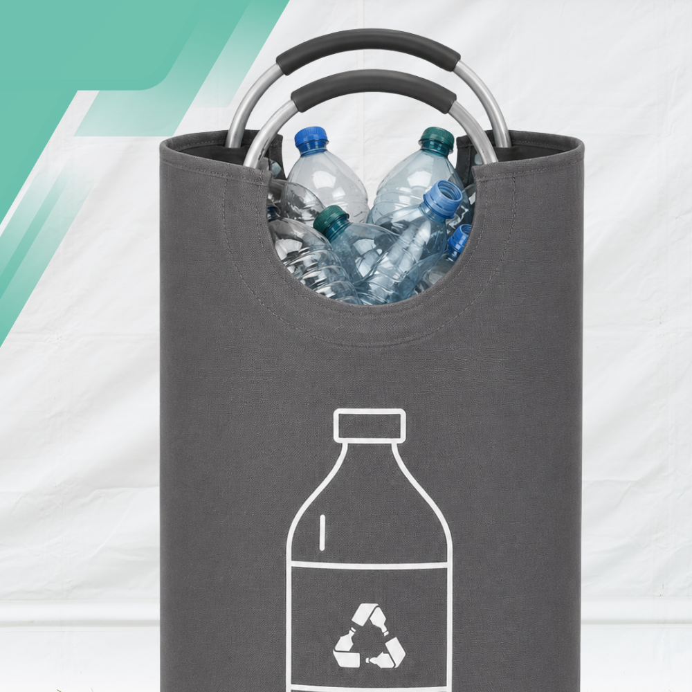 Foldable Bottle and Can Recycling Storage Bag, 82L, 72 x 38 cm, Grey
