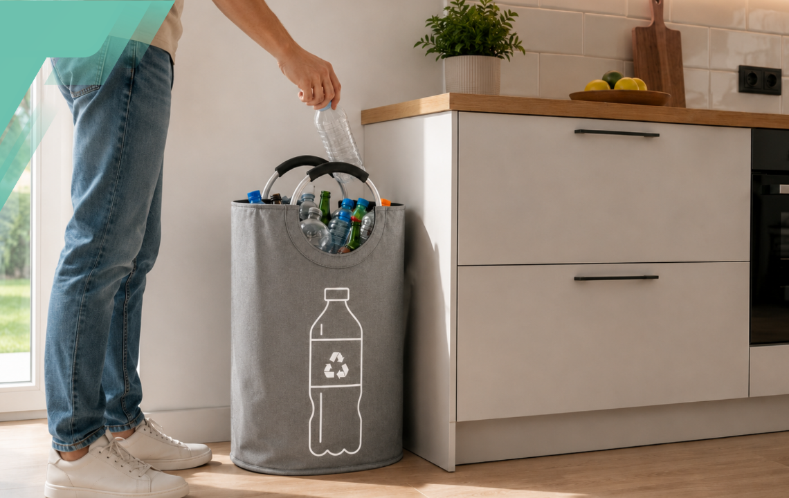 Foldable Bottle and Can Recycling Storage Bag, 82L, 72 x 38 cm, Grey