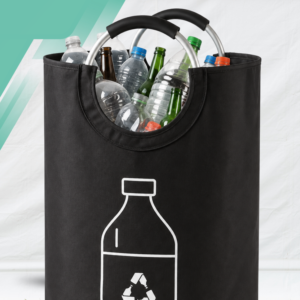 Foldable Bottle and Can Recycling Bag 82L KZ1328, 72 x 38 cm, Black