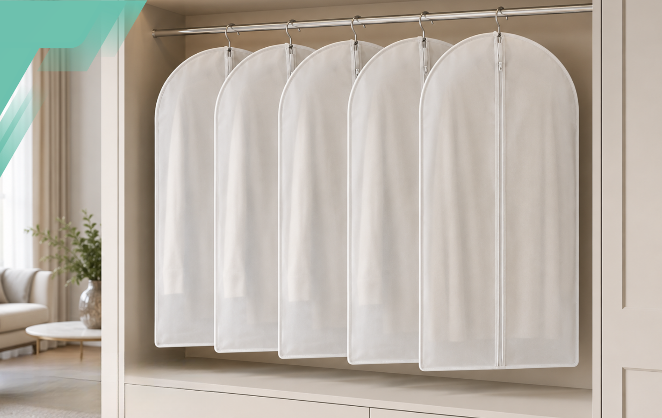 Garment Covers for Wardrobe with Zipper 140 x 60 cm, 5 Pack