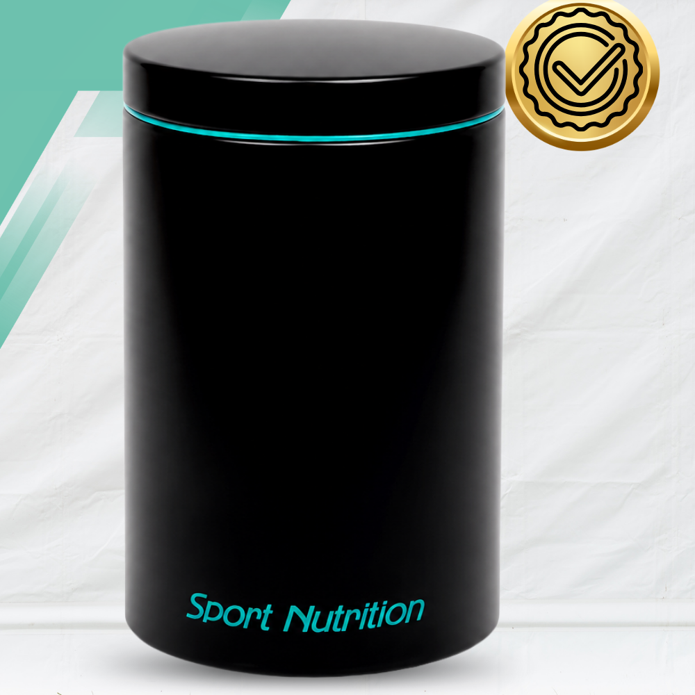 Metal Storage Container for Protein and Supplements 2.4L, Black