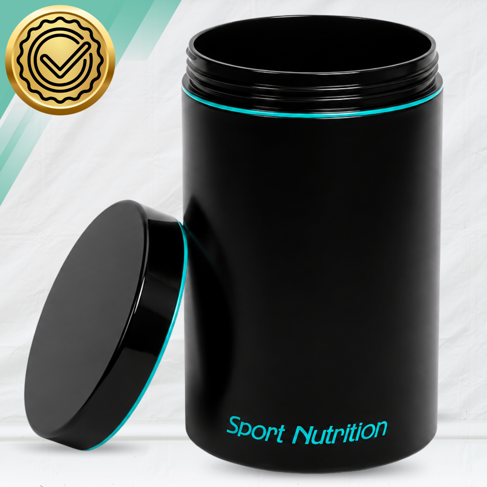 Metal Storage Container for Protein and Supplements 2.4L, Black