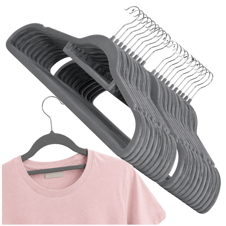 Velvet Clothes Hangers, 10 Pack, Grey Non-Slip Coat Hangers