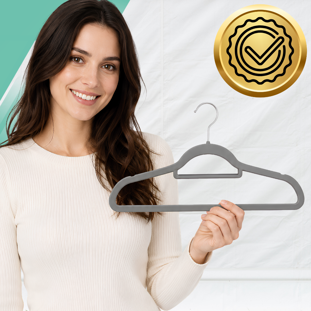 Velvet Clothes Hangers, 10 Pack, Grey Non-Slip Coat Hangers