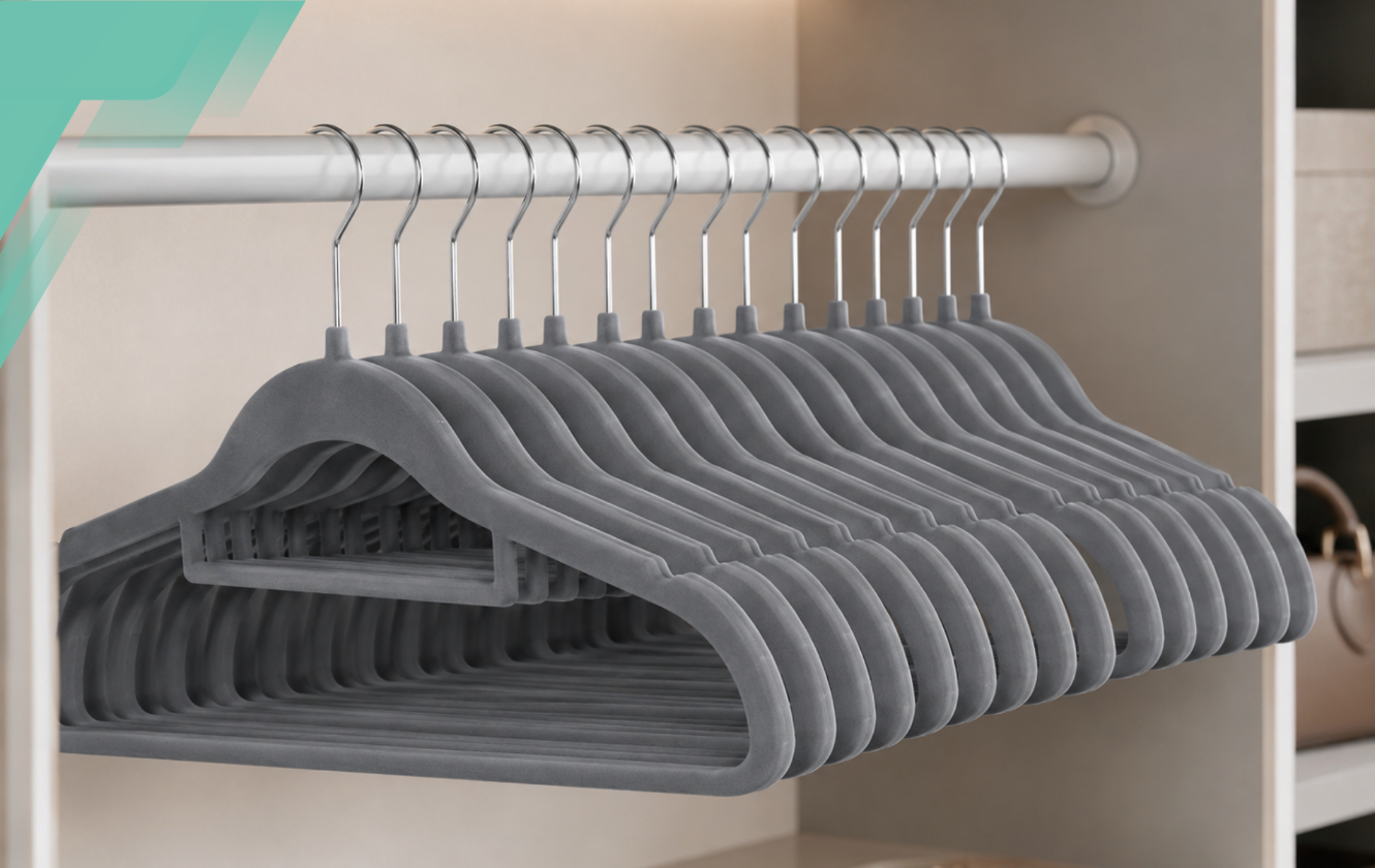 Velvet Clothes Hangers, 10 Pack, Grey Non-Slip Coat Hangers