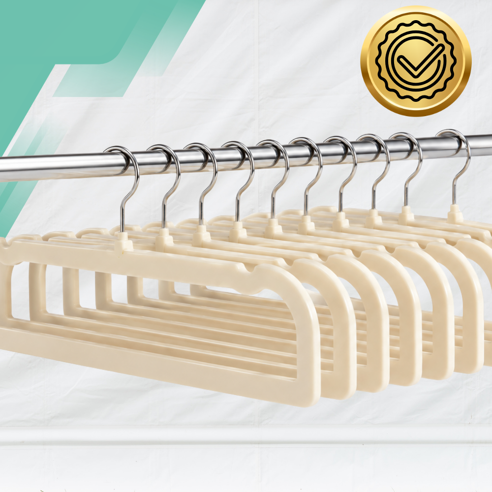 Velvet Clothes Hangers, 10 Pack, Beige, 35 x 16 x 0.5 cm