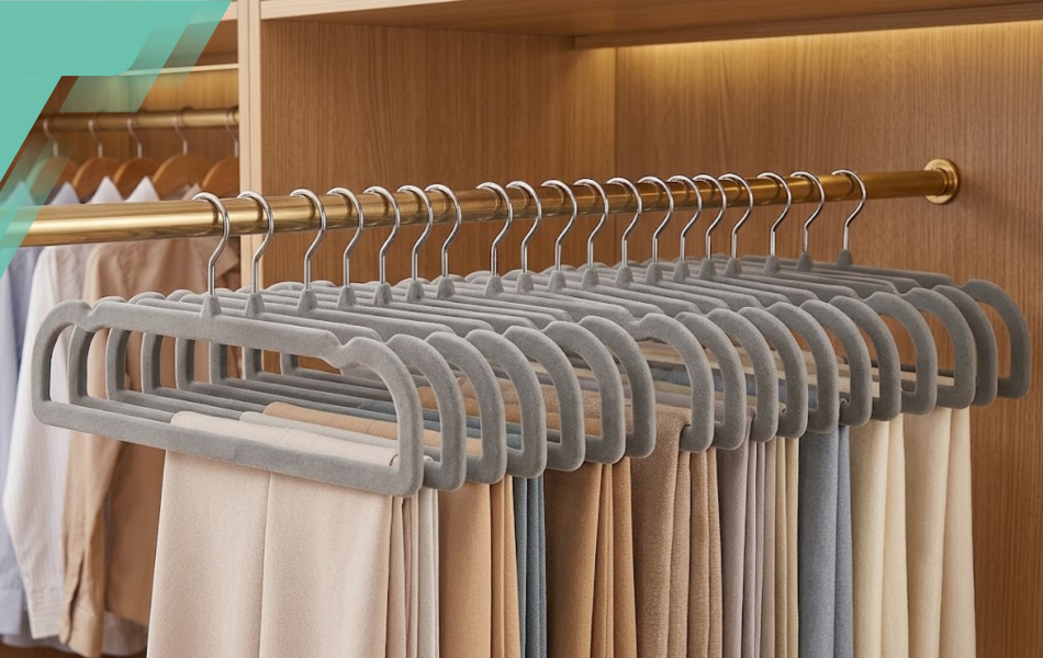 Velvet Clothes Hangers, Non-Slip, 35 x 16 cm, 10 pcs, Grey