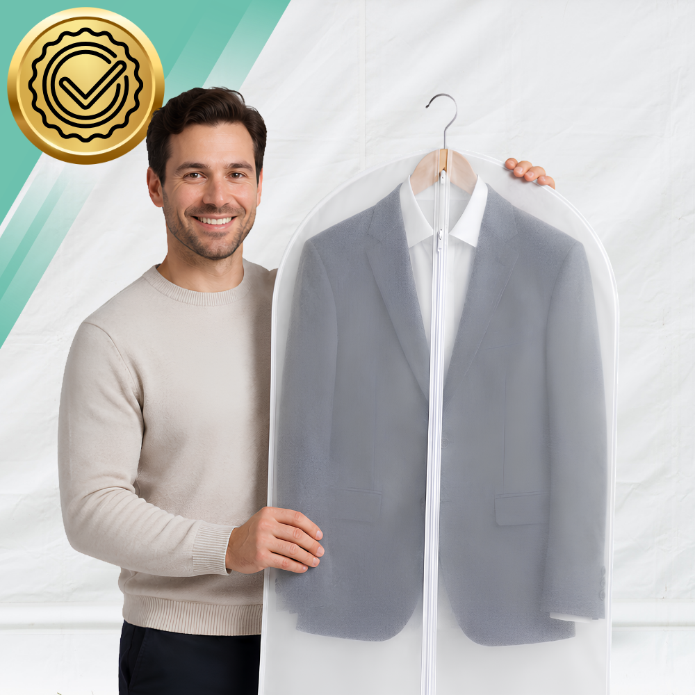 Protective Garment Covers for Wardrobe, 5 Pack, with Zipper, 120 x 60 cm