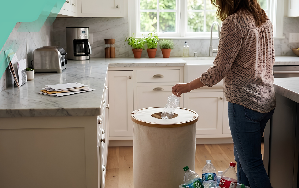 Waste Sorting Bin for PET Bottles 92L, 40 × 40 × 73 cm, Beige