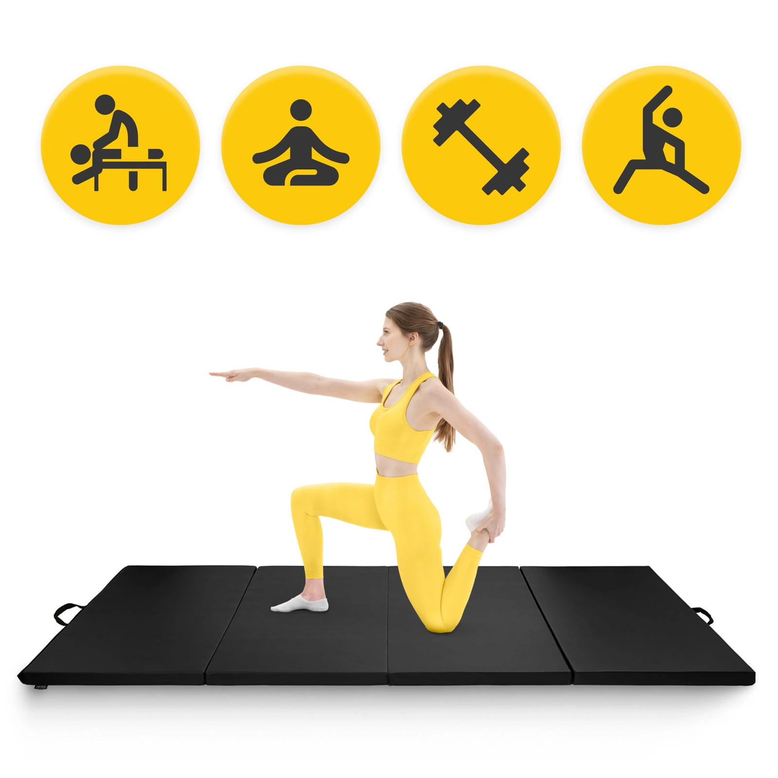 Folding Gymnastics Mat XL 4FIZJO, Black