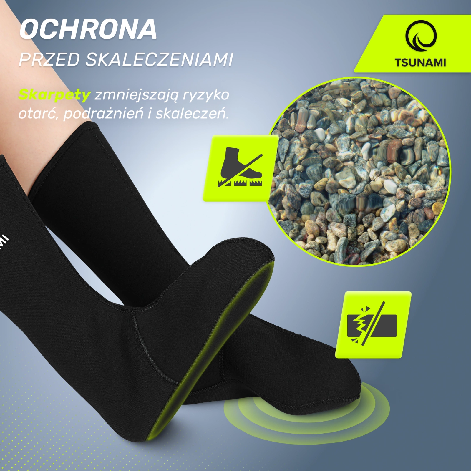 TSUNAMI 5 mm Neoprene Socks for Ice Swimming & Diving, size 40/41, black