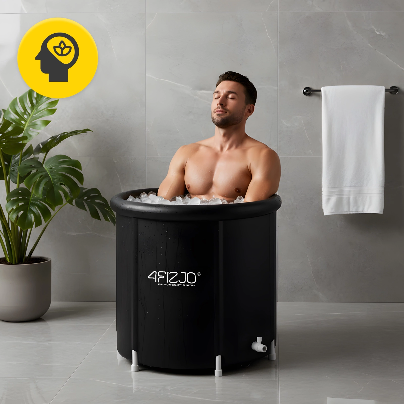 4Fizjo 1221 Portable Ice Bath Tub for Cold Plunge and Recovery, 320 L