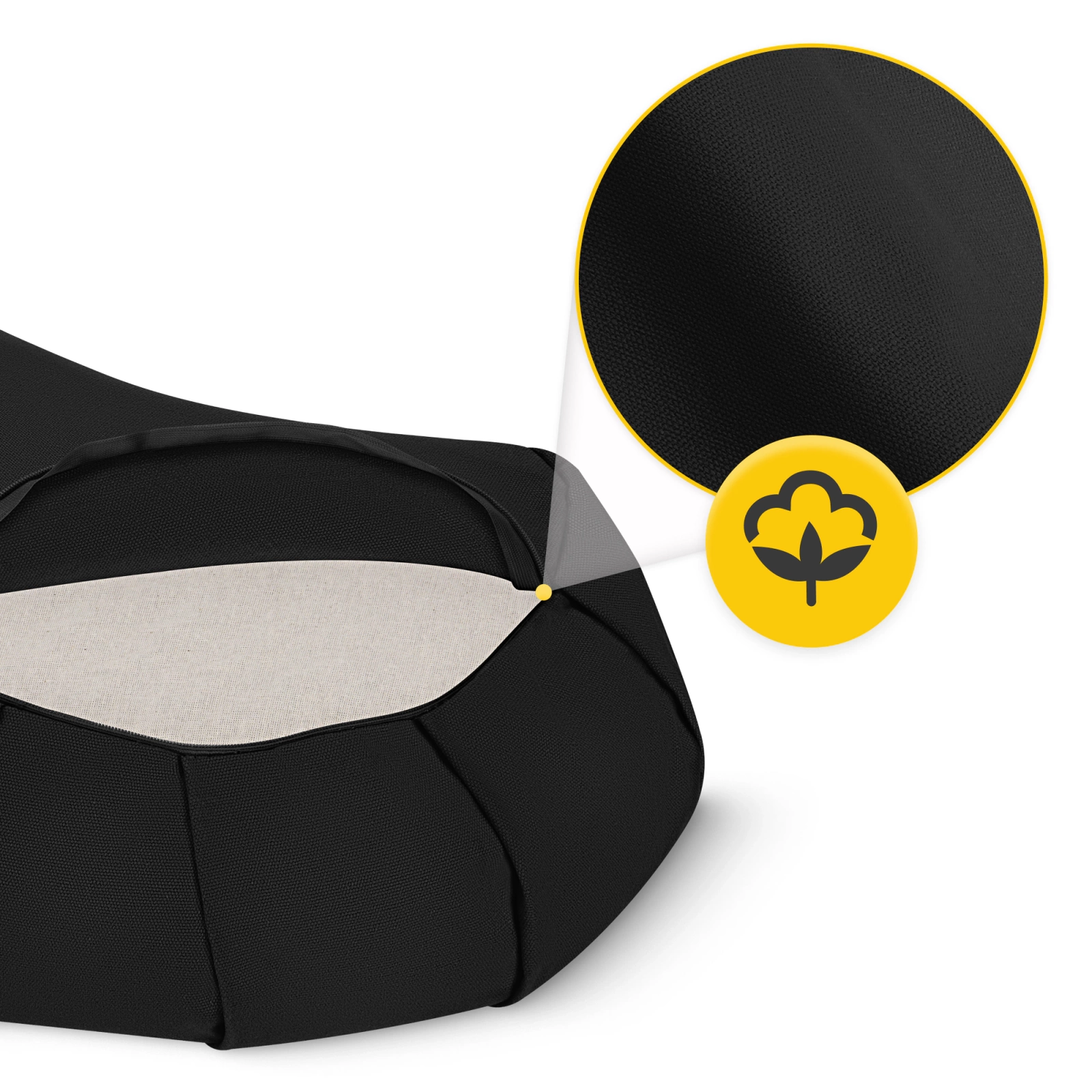 4Fizjo 711 ZAFU Crescent Meditation Cushion, Black