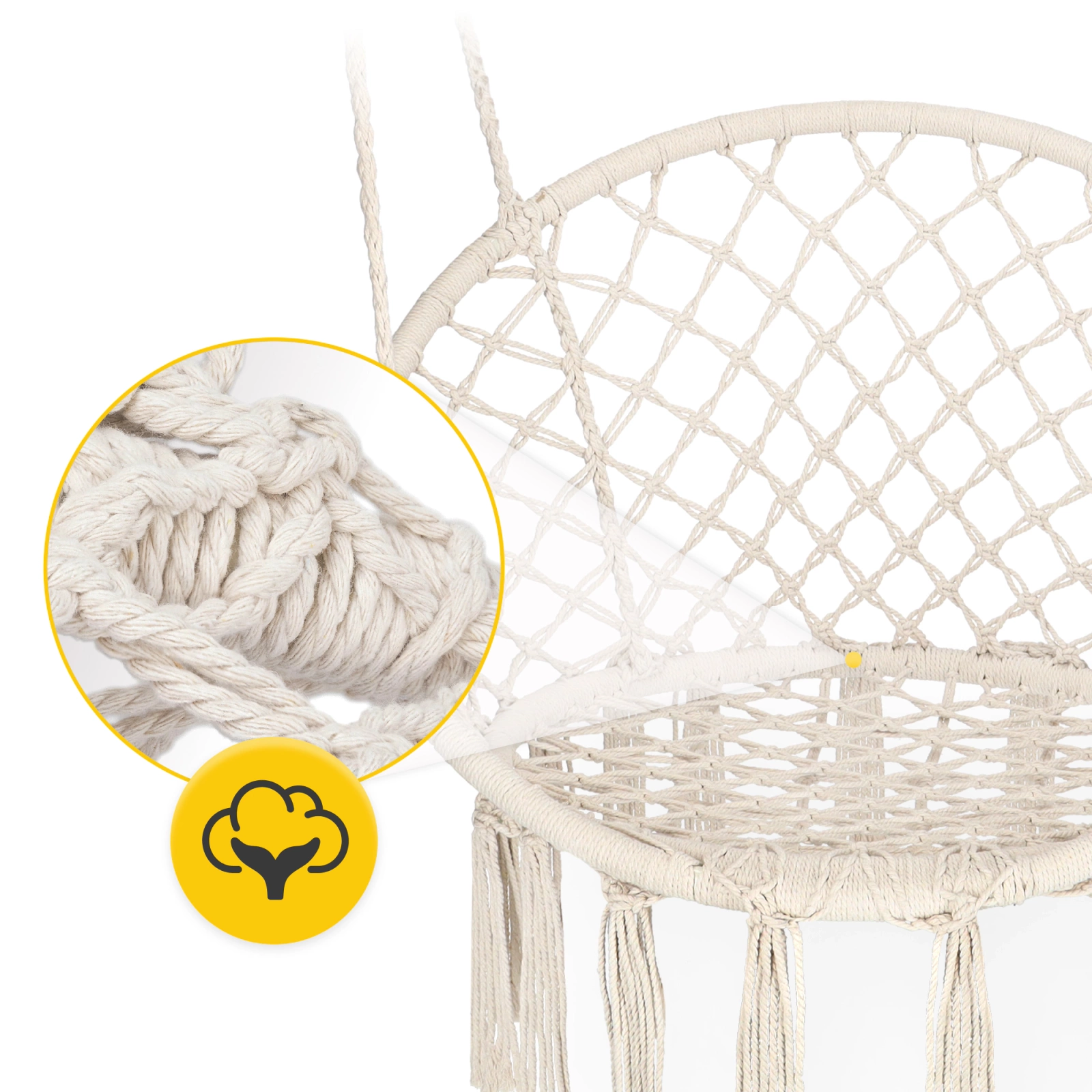 4Fizjo 1846 BOHO Garden Swing - Hanging Chair, Beige